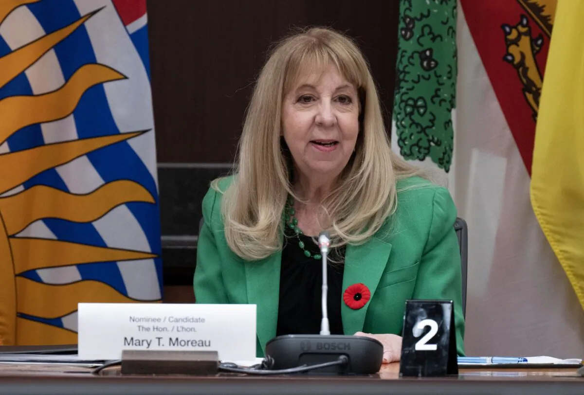Then-Supreme Court of Canada nominee Mary Moreau delivers her opening remarks before a parliamentary committee in Ottawa, on Nov. 2, 2023. (The Canadian Press/Adrian Wyld)