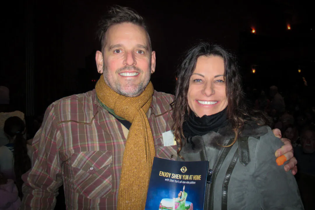 Chris Cale and Paola Ceccon attended Shen Yun Performing Arts at the Flynn Center for the Performing Arts in Burlington, Vt., on Feb. 18, 2024. (De Ping/The Epoch Times)