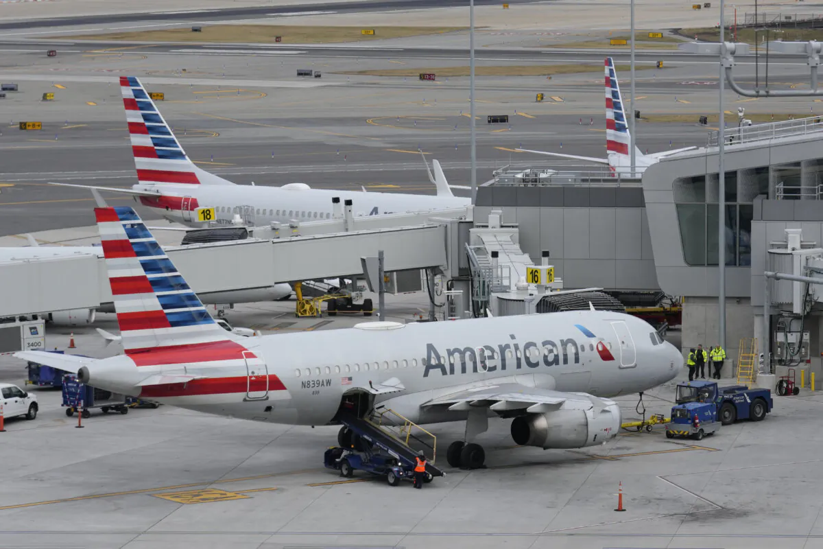 American Airlines planes sit on the tarmac at Terminal B at LaGuardia Airport, in New York on Jan. 11, 2023. (Seth Wenig/AP Photo)
