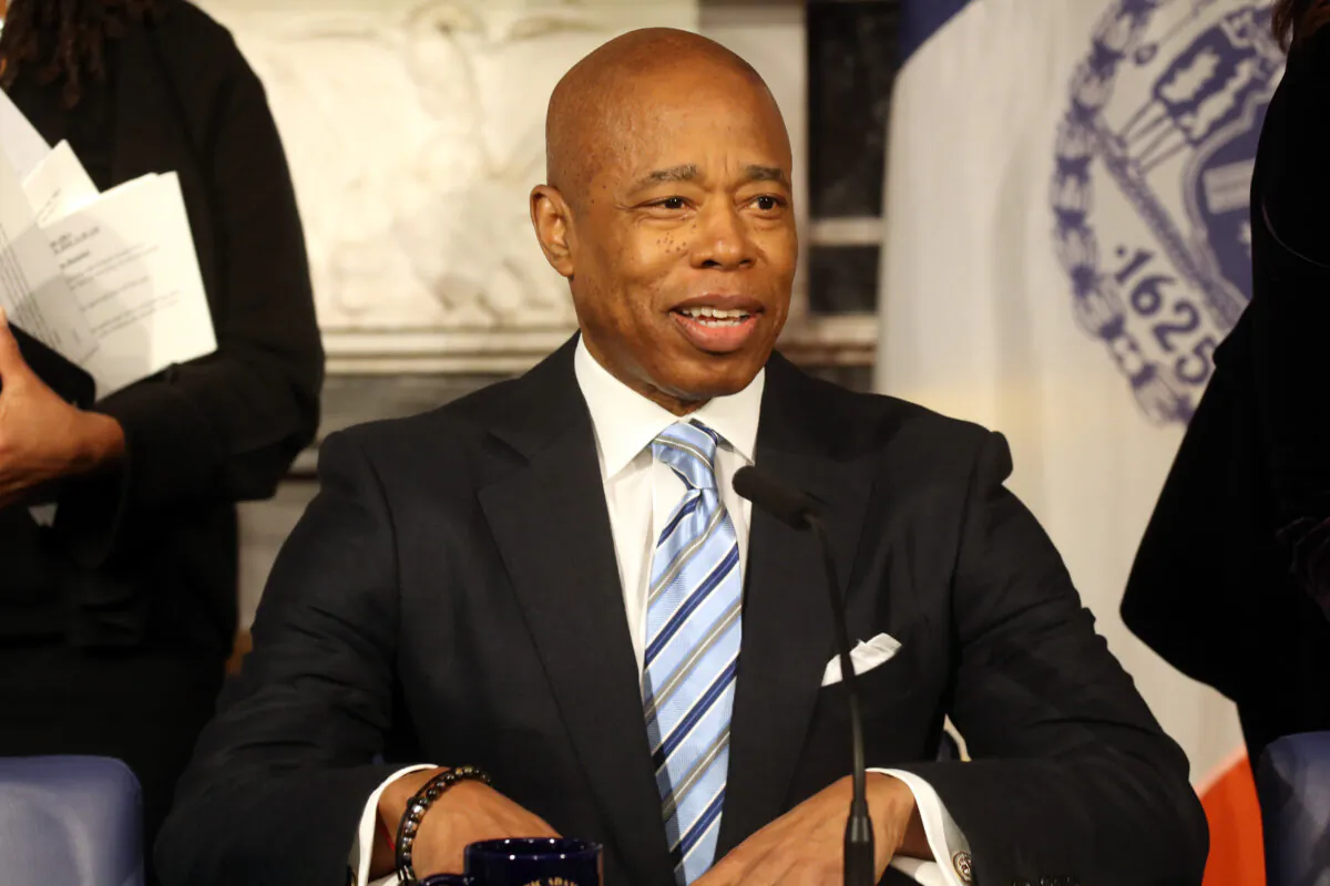 New York City Mayor Eric Adams holds a press conference in New York City on Jan. 8, 2024. (Spencer Platt/Getty Images)