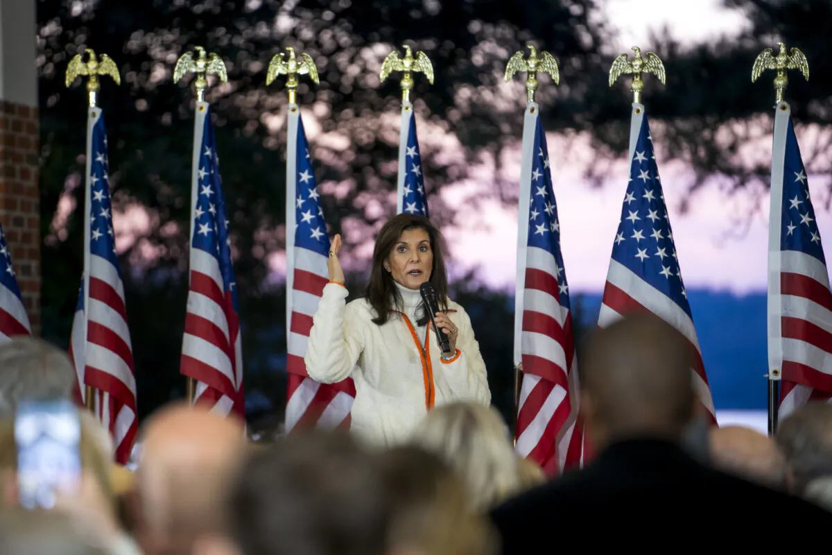 Republican presidential candidate and former U.N. Ambassador Nikki Haley speaks during a campaign event at Clemson University in Clemson, S.C., on Feb. 20, 2024. (Madalina Vasiliu/The Epoch Times)