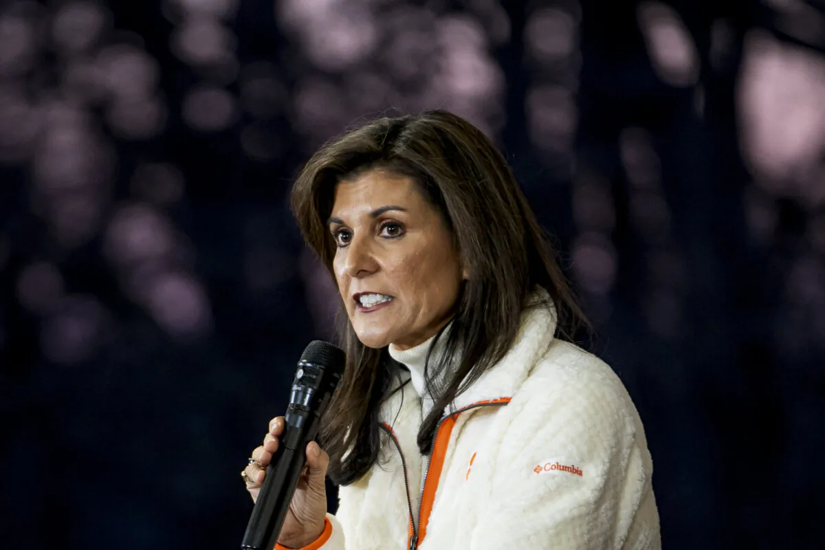 Republican presidential candidate and former U.N. Ambassador Nikki Haley speaks during a campaign event at Clemson University in Clemson, S.C., on Feb. 20, 2024. (Madalina Vasiliu/The Epoch Times)