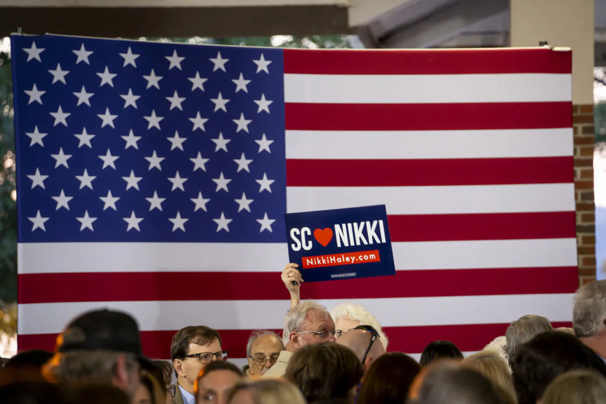 Supporters of Republican presidential candidate and former U.N. Ambassador Nikki Haley attend a campaign event at Clemson University in Clemson, S.C., on Feb. 20, 2024. (Madalina Vasiliu/The Epoch Times)