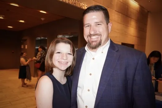 Raymond King and his daughter, Valerie, enjoyed Shen Yun's evening performance at the Wagner Noel Performing Arts Center on Feb. 20, 2024. (Sonia Wu/The Epoch Times)