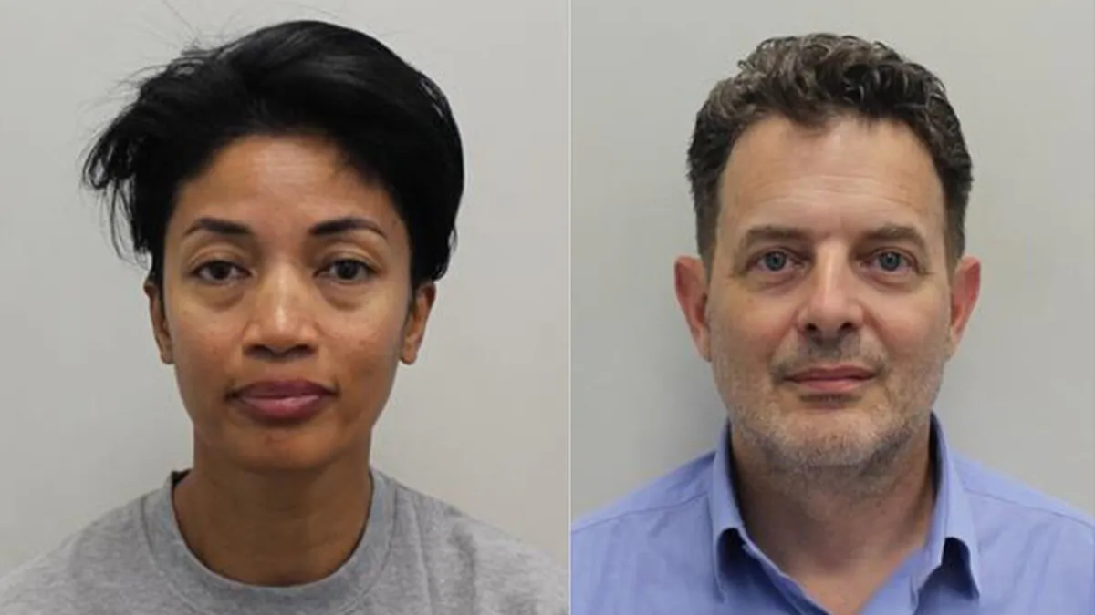 Romy Andrianarisoa (L), the former chief of staff to the president of Madagascar, and Philippe Tabuteau (R), who were convicted of bribery offences at Southwark Crown Court in London on Feb. 20, 2024. (National Crime Agency)