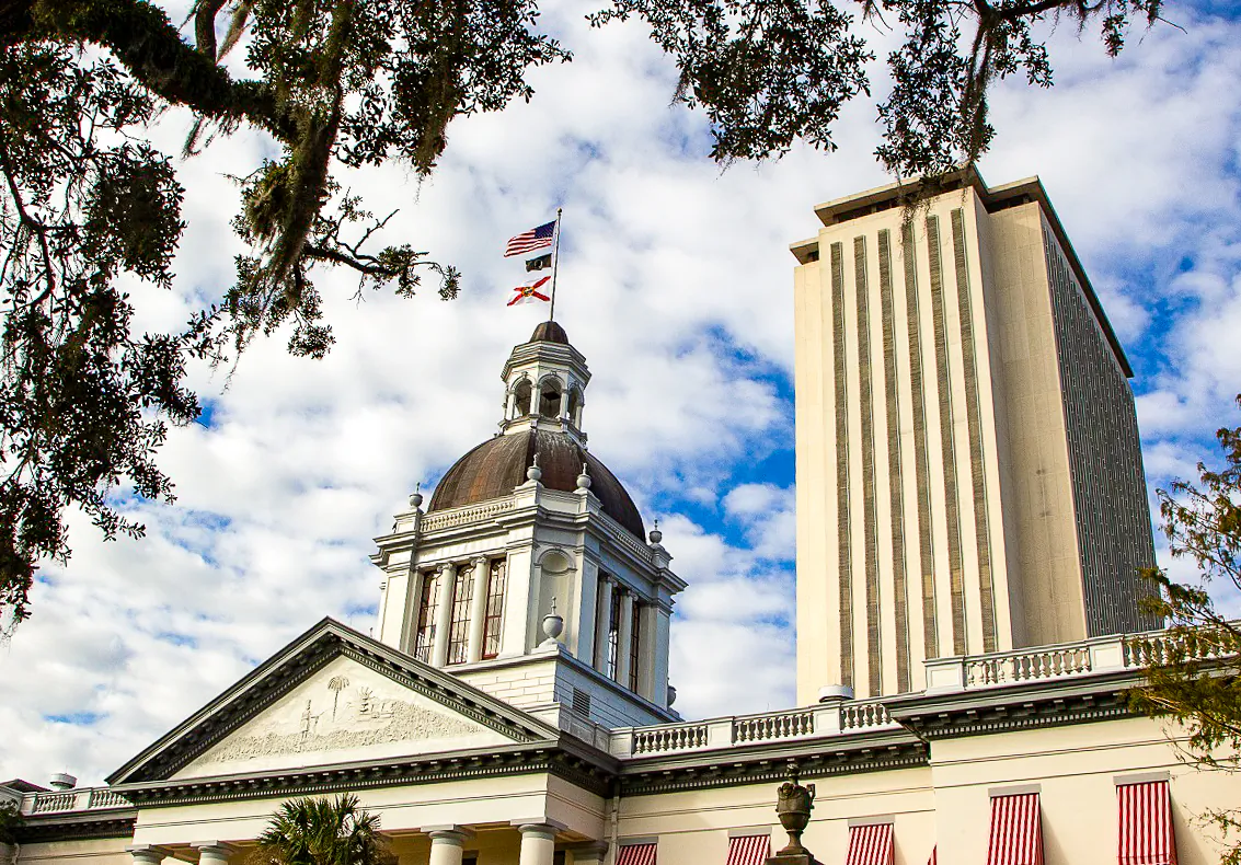 A view of the historic Old Florida State Capitol building, which sits in front of the current New Capitol, in Tallahassee, Florida, on Nov. 10, 2018.  (Mark Wallheiser/Getty Images)