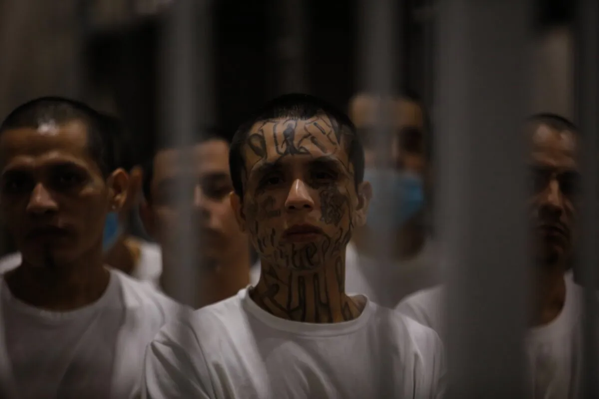 Gang inmates in a prison cell in San Vicente, El Salvador, on Feb. 6. In February 2023, El Salvador opened Latin America's largest prison as part of a plan to fight gangs. (Alex Peña/Getty Images)