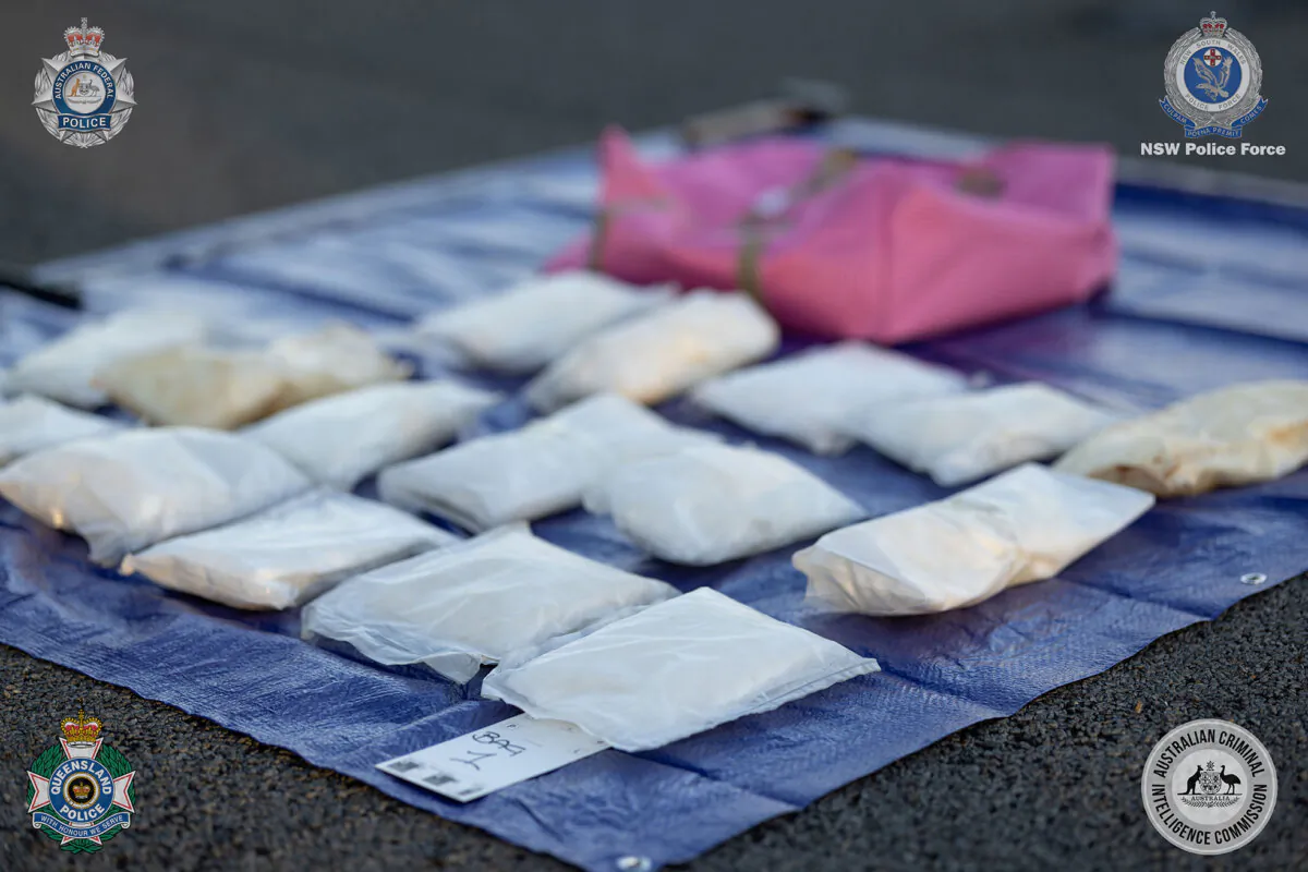 Some of the methamphetamine seized by the Australian Federal Police when they intercepted a "black" flight in from PNG to Queensland in March 2023. (AFP)
