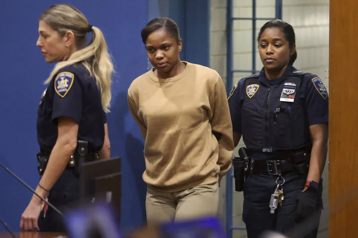 Jessica Beauvais enters the courtroom for her sentencing at the Queens Criminal Court in New York on Feb. 21, 2024. (Olivia Falcigno/Newsday via AP)