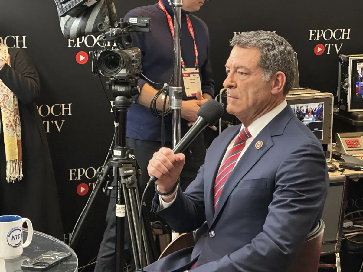 Chairman of the House Homeland Security Commitee Mark Green ahead of interview with NTD, The Epoch Times' sister media outlet, at CPAC, on Feb. 22, 2024. (Jackson Richman/Epoch Times.)