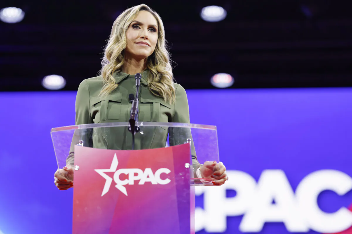 Lara Trump speaks during the Conservative Political Action Conference (CPAC) at Gaylord National Resort Hotel And Convention Center in National Harbor, Md, on Feb. 22, 2024. (Anna Moneymaker/Getty Images)