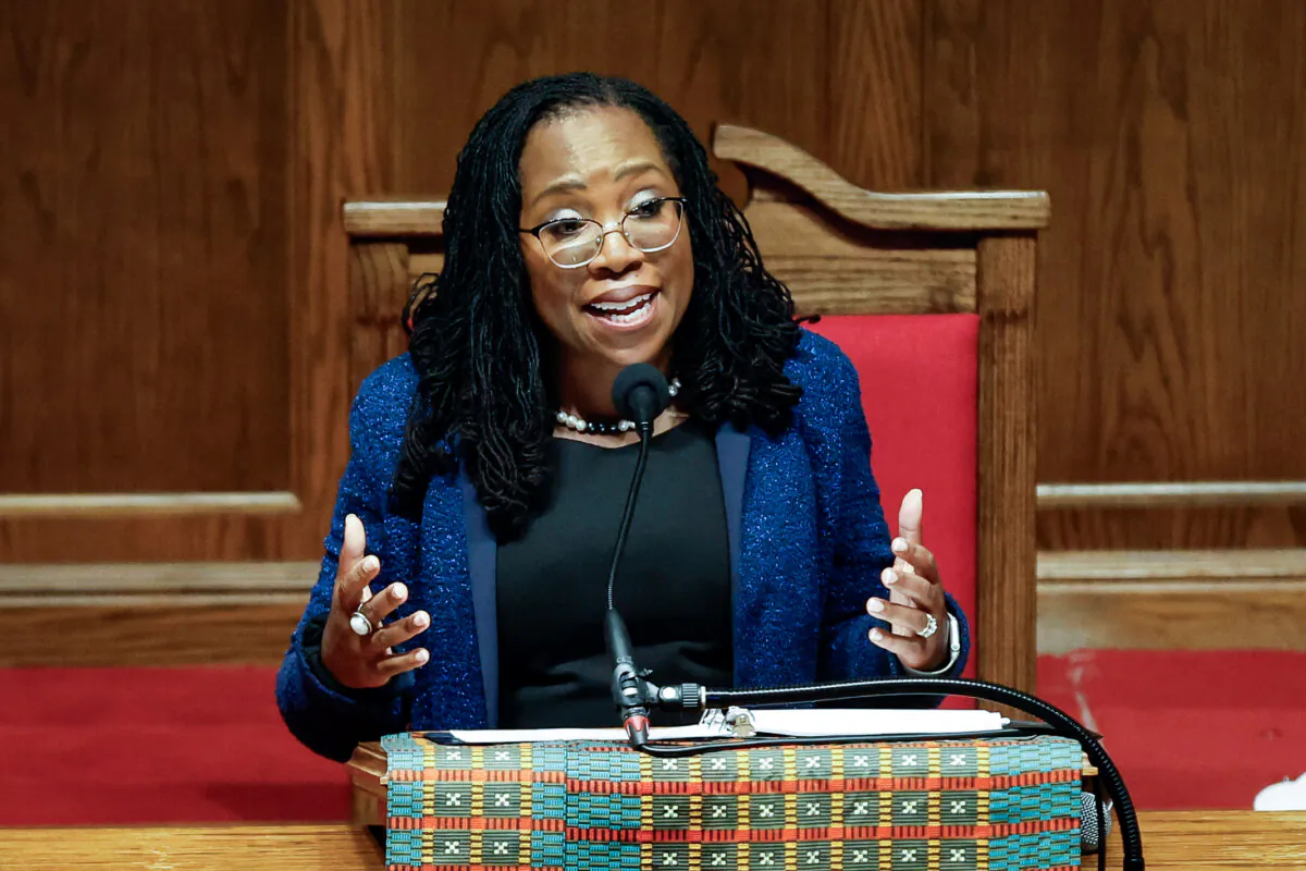 Supreme Court Justice Ketanji Brown Jackson, the first Black woman on the nation's highest court, speaks at the 60th Commemoration of the 16th Street Baptist Church bombing in Birmingham, Ala., on Sept. 15, 2023. (Butch Dill - Pool/Getty Images)