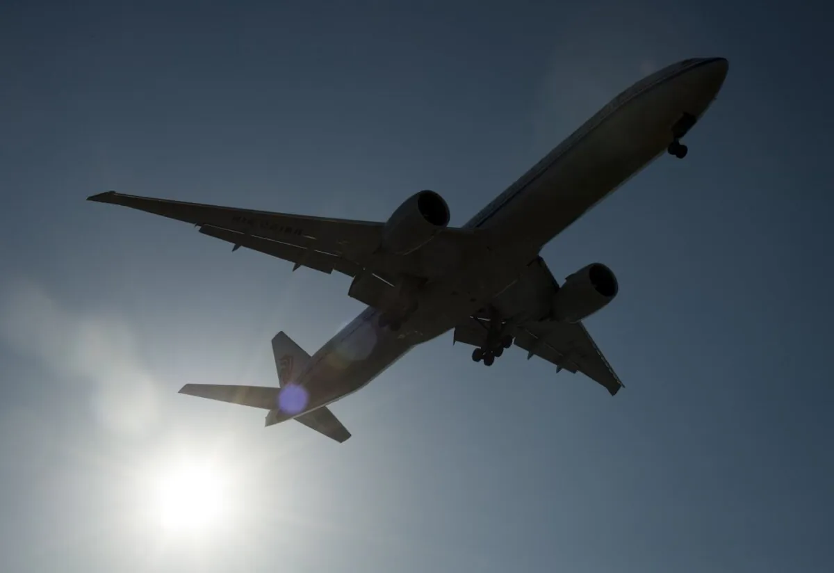 A plane arrives at Vancouver International Airport in Richmond, B.C. on March 18, 2020. (The Canadian Press/Jonathan Hayward)