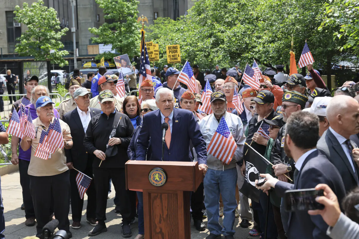 Nassau County Executive Bruce Blakeman speaking during a rally in New York City on May 24, 2023. (Michael M. Santiago/Getty Images)