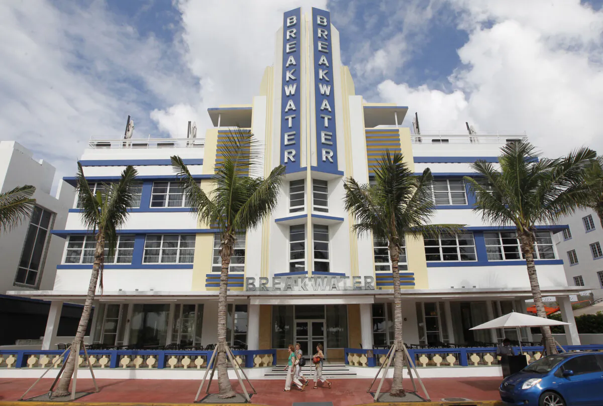 The exterior of the Breakwater Hotel is featured Aug. 31, 2011, in Miami Beach, Florida. (Al Diaz/Miami Herald/TNS)
