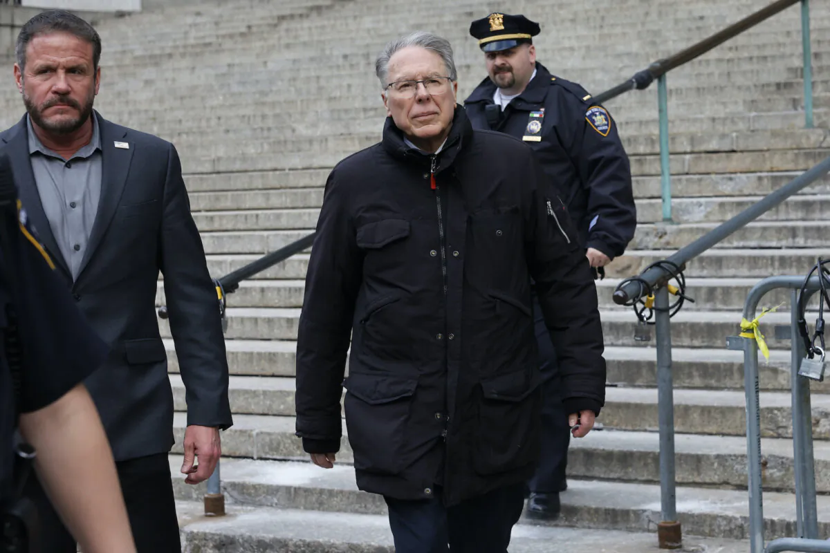 Former CEO of the National Rifle Association (NRA) Wayne LaPierre leaves New York State Supreme Court on Feb. 21, 2024. (Michael M. Santiago/Getty Images)