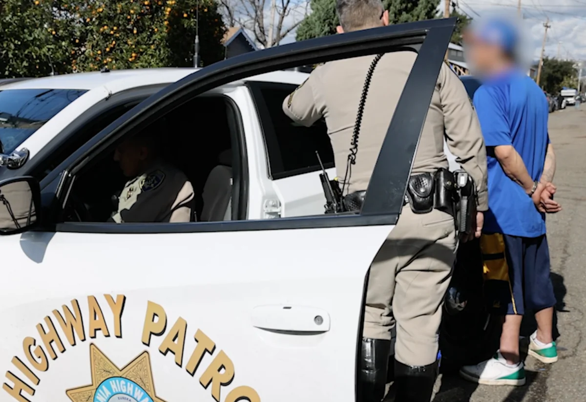 California Highway Patrol officers join Oakland Police for joint operations, in a video released by the California governor. (Office of Governor Gavin Newsom/Screenshot via The Epoch Times)