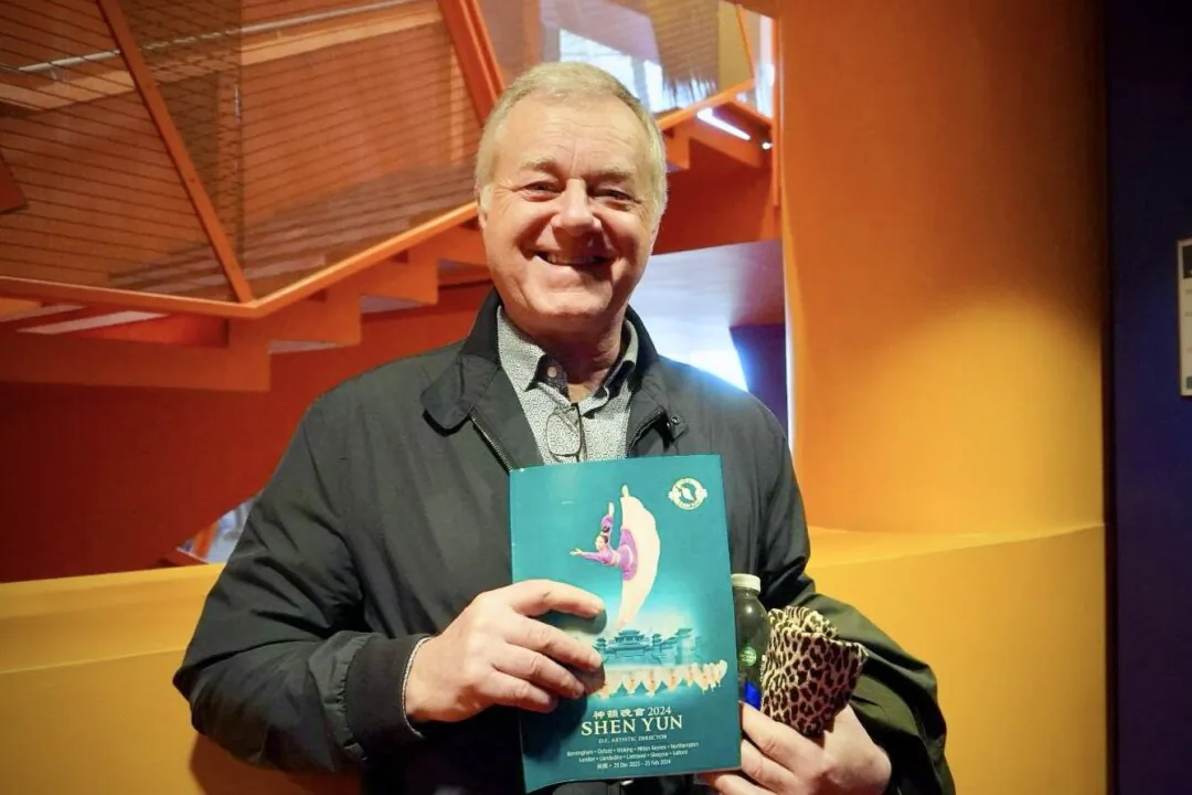 Bruce Carter attended Shen Yun Performing Arts at the Lowry Salford on Feb. 21., 2024.(Mary Mann/The Epoch Times)