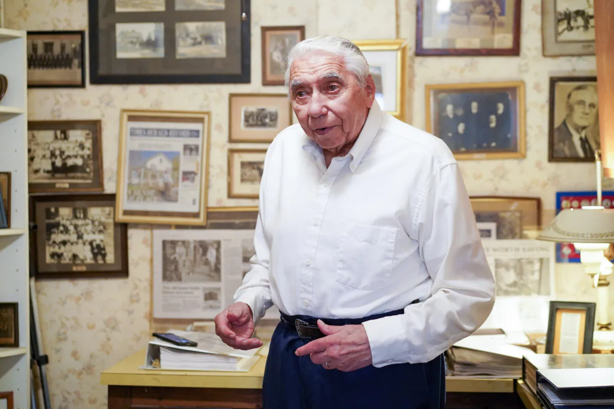 Harold Card talks about his vision for a future museum and art center at his house in the Town of Wallkill, N.Y., on June 21, 2023. (Cara Ding/The Epoch Times)