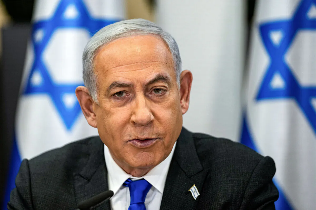 Israel's Prime Minister Benjamin Netanyahu chairs a cabinet meeting at the Kirya military base in Tel Aviv, Israel, on Dec. 24, 2023. (Ohad Zwigenberg/Pool/AFP via Getty Images)