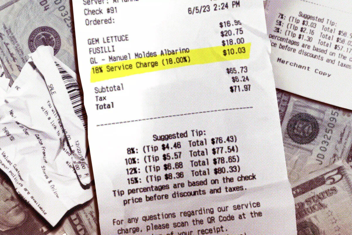 Unadvertised service charges, also referred to as “junk fees,” are set to be outlawed across a range of businesses in California beginning July 1. In restaurants, this would mean rolling surcharges into menu pricing.(Brandon Ly/Los Angeles Times/TNS) 