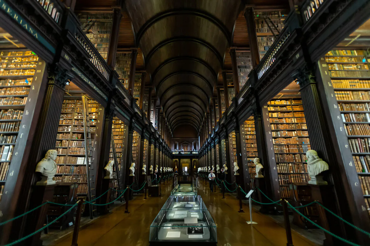 The library at Trinity College, Ireland, on Sept. 12, 2022. (James Arthur Gekiere/BELGA MAG/AFP via Getty Images)