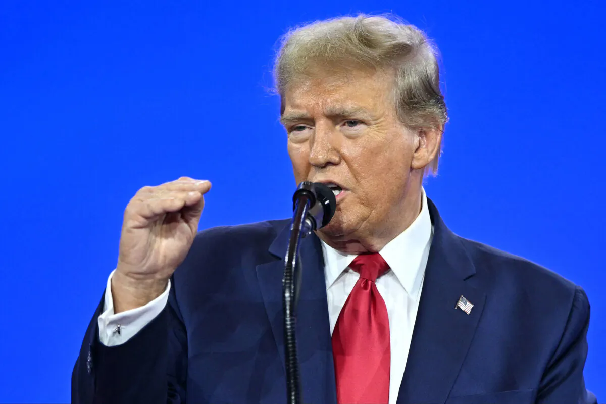 Former President Donald Trump speaks during the annual Conservative Political Action Conference (CPAC) meeting in National Harbor, Md., on Feb. 24, 2024. (Mandel Ngan/AFP via Getty Images)