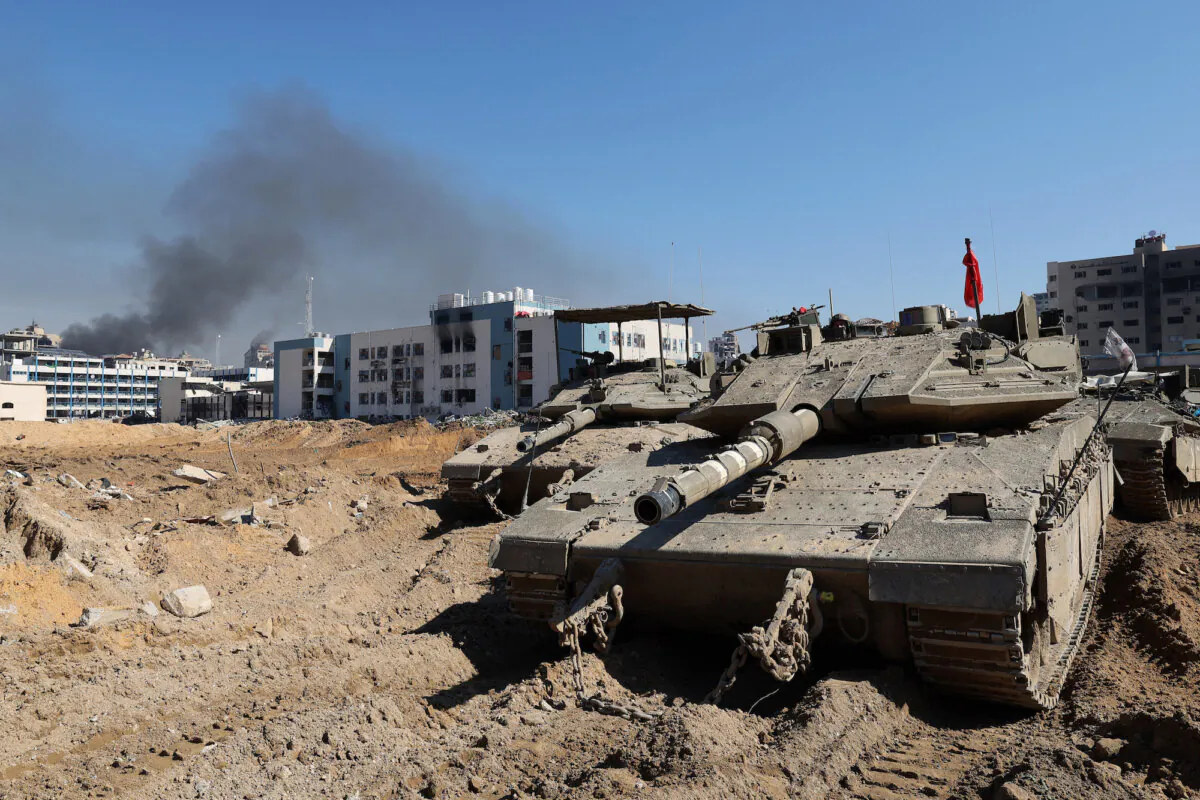 Israeli army tanks inside Gaza City, on Feb. 8, 2024. (Jack Guez/AFP)