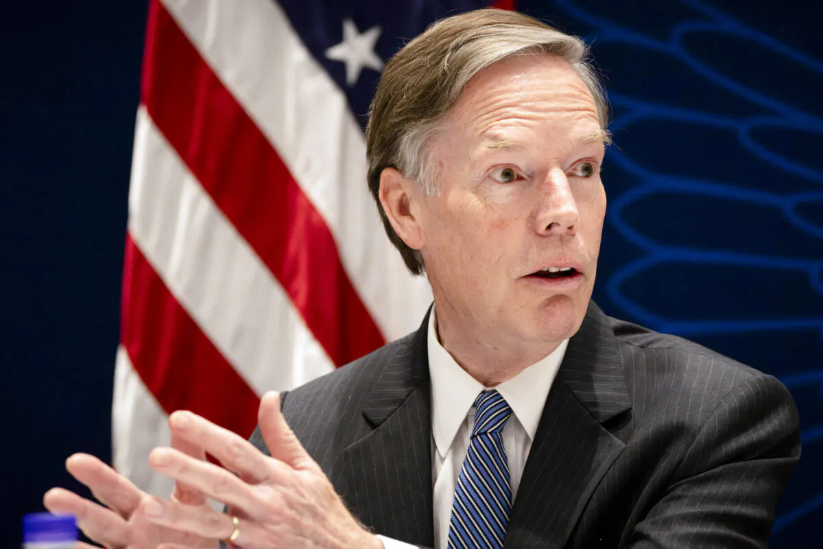 U.S. Ambassador to China Nicholas Burns speaks during a climate finance roundtable discussion at the U.S. Embassy in Beijing on July 8, 2023. (Mark Schiefelbein/Pool/AFP via Getty Images)