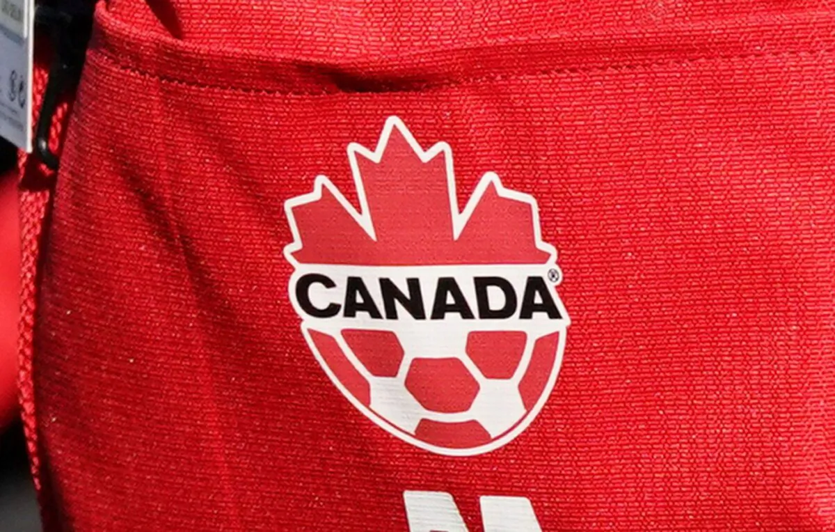  A detail view of Canada branding on a team uniform ahead of the FIFA Women's World Cup in Melbourne, Australia, July 17, 2023. (The Canadian Press/Scott Barbour)