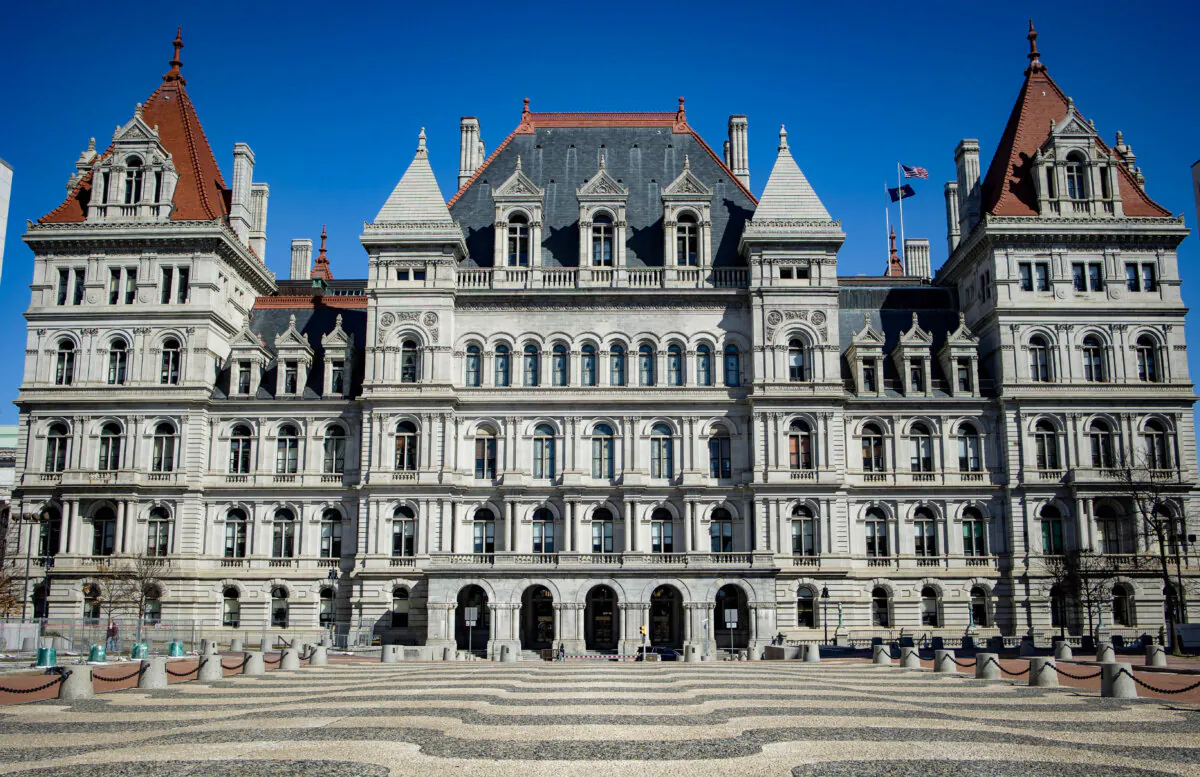 The New York State Capitol in Albany, N.Y., on March 2, 2021. (Matthew Cavanaugh/Getty Images)