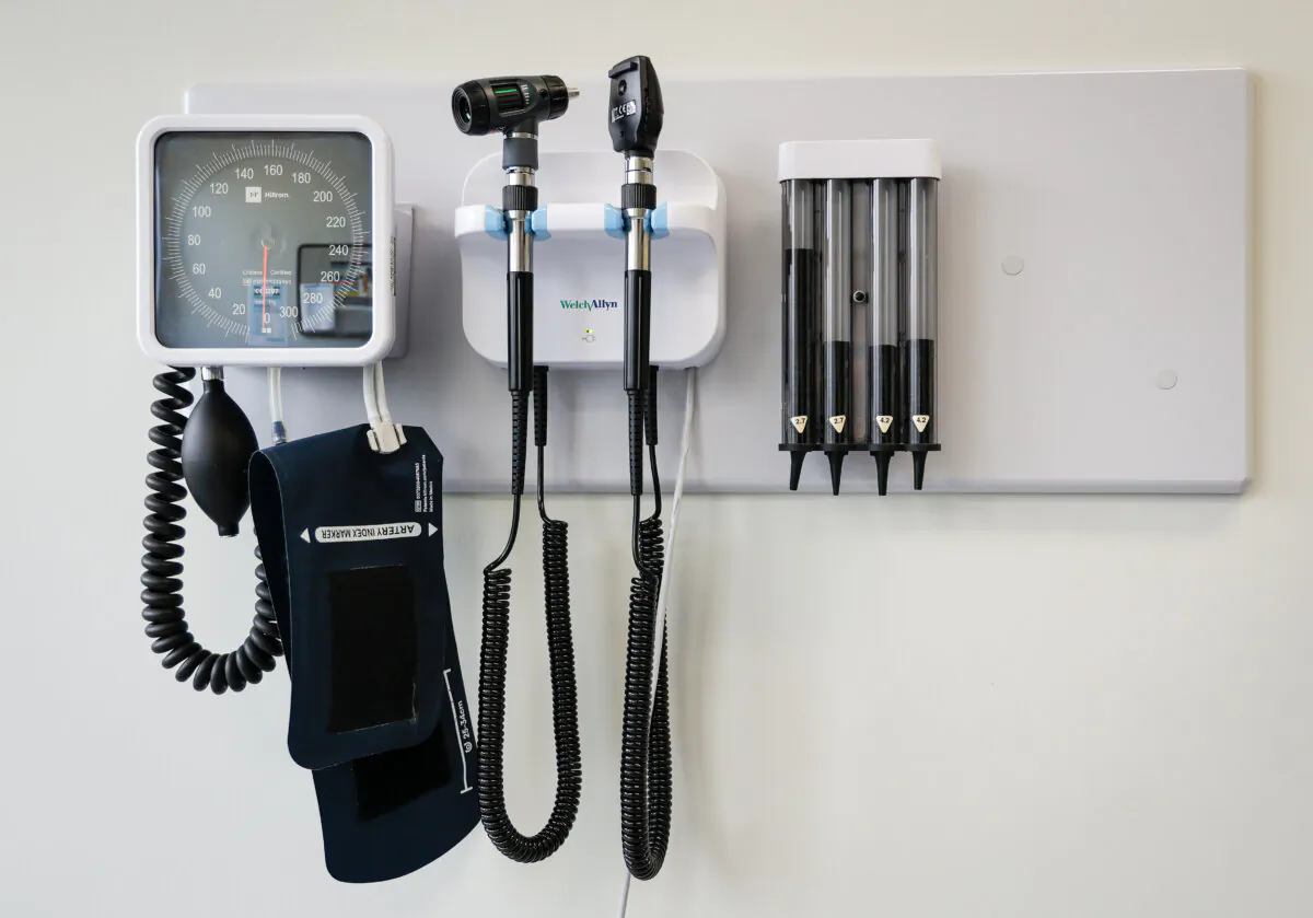 Medical tools are seen in an exam room at a health clinic in Calgary on July 14, 2023. (The Canadian Press/Jeff McIntosh)