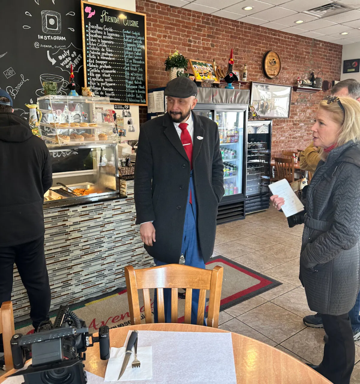 John Gomes is interviewed by reporters on Feb. 27, 2024 (Juliette Fairley/The Epoch Times)