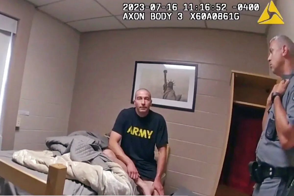 Army Reservist Robert Card at Camp Smith in Cortlandt, New York on July 16, 2023. (WMTW-TV 8/New York State police via AP)