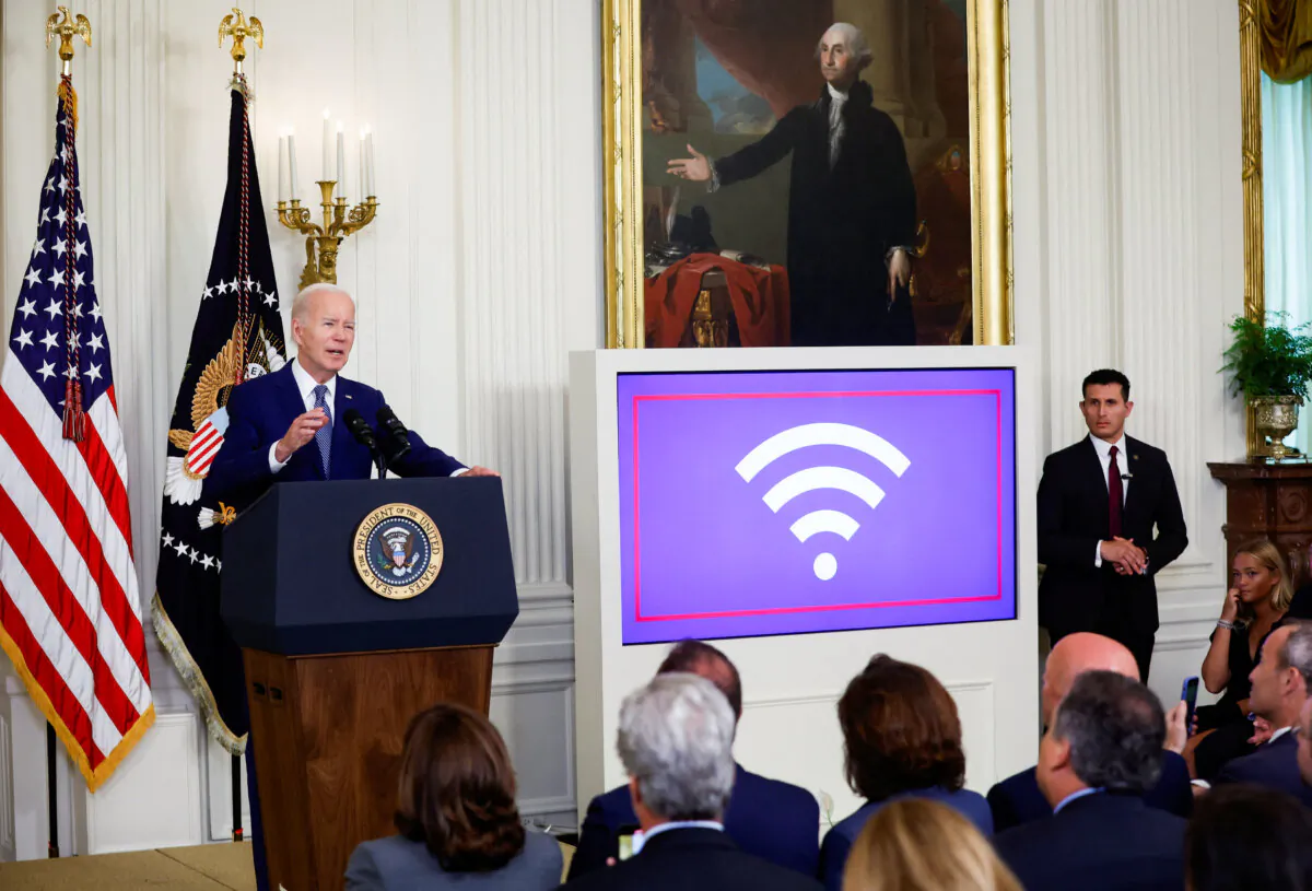 President Joe Biden announces a national grant program for high-speed internet infrastructure deployment, at the White House in Washington, on June 26, 2023. (Jonathan Ernst/Reuters)