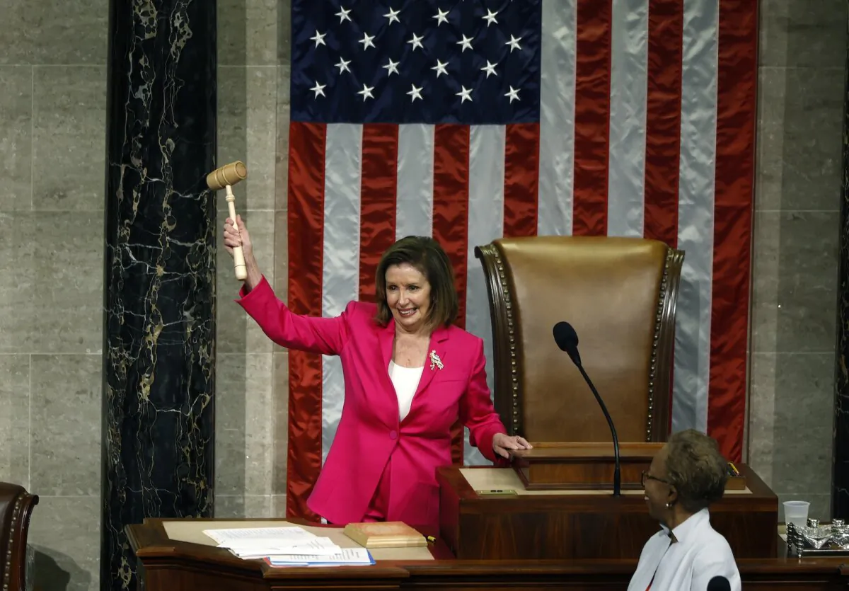 Outgoing Speaker of the House Nancy Pelosi (D-Calif.) holds her gavel as she arrives for the start of the 118th Congress in the House Chamber, in Washington, on Jan. 03, 2023. (Chip Somodevilla/Getty Images)