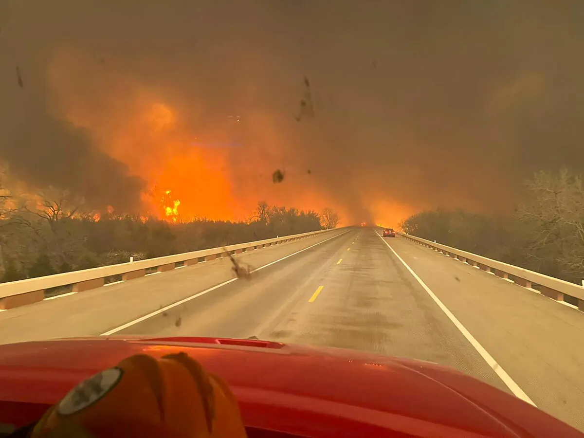 Fires in the Texas Panhandle on Feb. 28, 2024. (Greenville Fire-Rescue via AP)