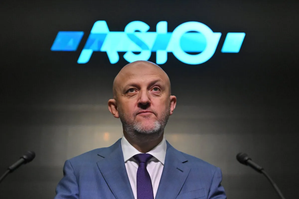 Australian Security Intelligence Organisation (ASIO) Director General Mike Burgess poses for a portrait ahead of his annual threat assessment speech at ASIO headquarters in Canberra, Australia on Feb. 28, 2024. (AAP Image/Mick Tsikas) 