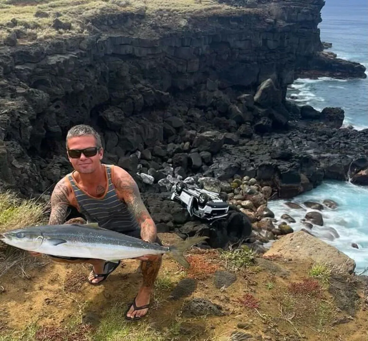 Mike Moody, as shown in this handout image, was fishing off the Big Island of Hawaii early Feb. 25 when a Canadian tourist drove his rented Jeep off a cliff. (The Canadian Press)
