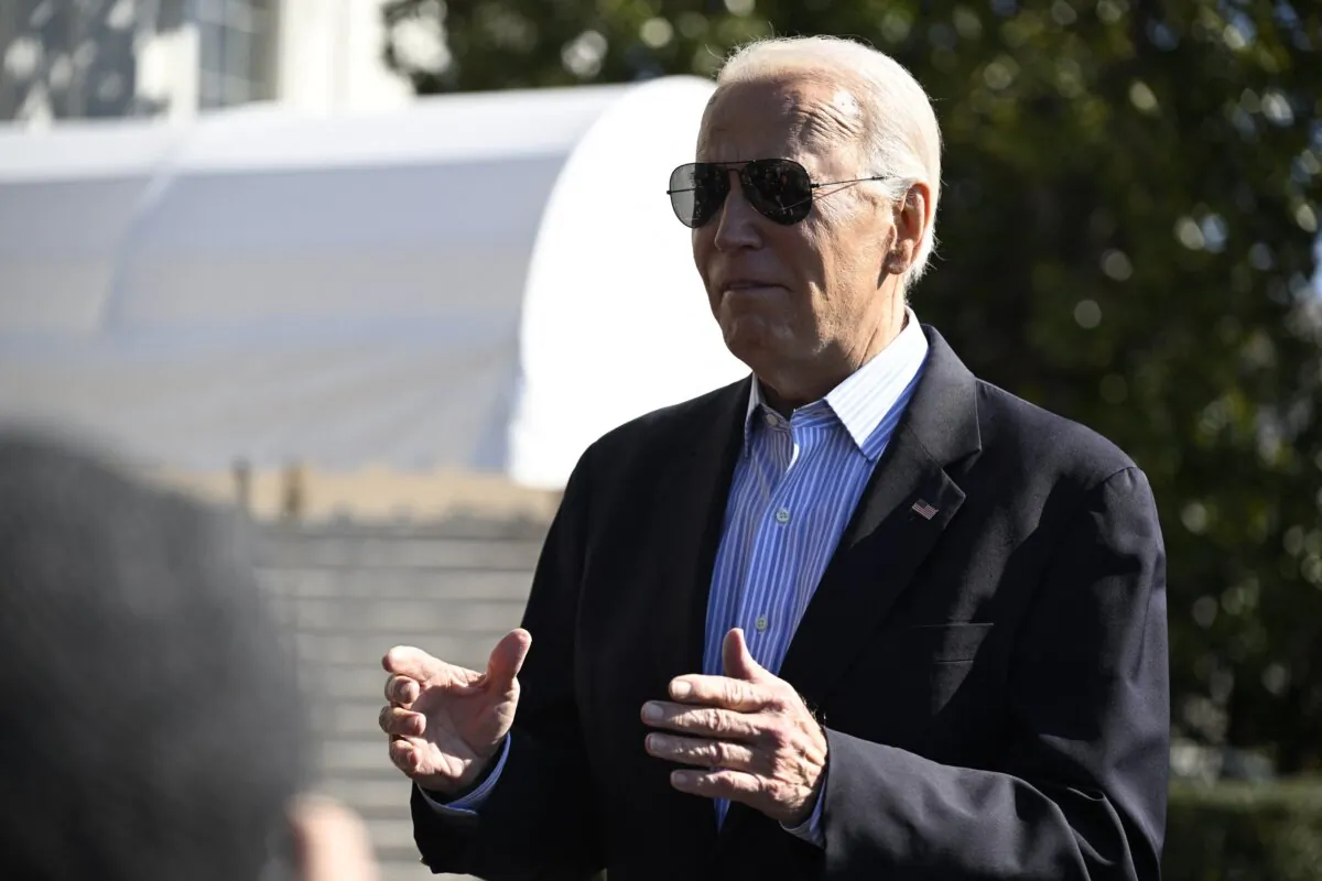 President Joe Biden speaks to reporters before boarding Marine One on the South Lawn of the White House on Feb. 29, 2024. (Andrew Caballero-Reynolds/AFP via Getty Images)