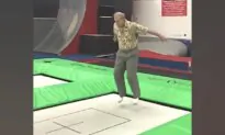 Older Gentleman Shows Amazing Skills on Trampoline