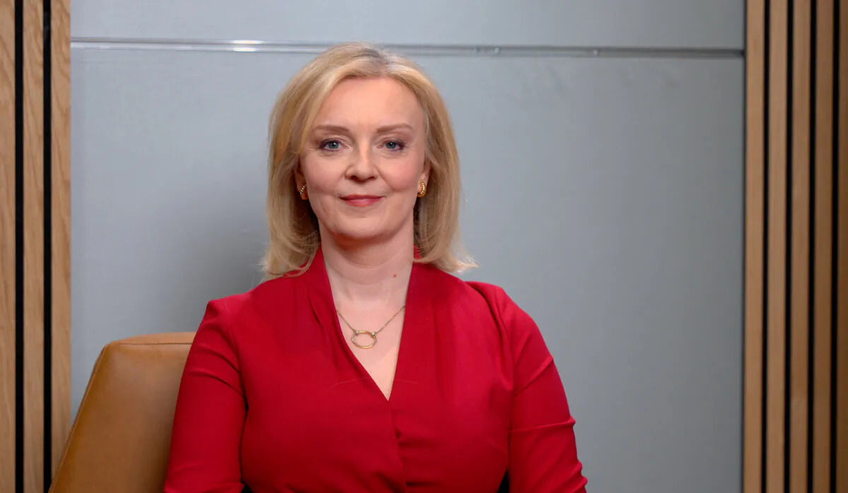 Former UK Prime Minister Liz Truss at the Conservative Political Action Conference in National Harbor, Md., on Feb. 22, 2024. (Otabius Williams/The Epoch Times)