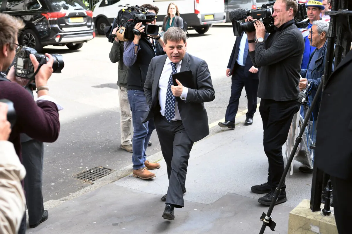Conservative MP Andrew Bridgen arrives ahead of the launch of the Boris Johnson's Conservative Party leadership campaign at the Academy of Engineering in London on June 12, 2019. (Leon Neal/Getty Images)