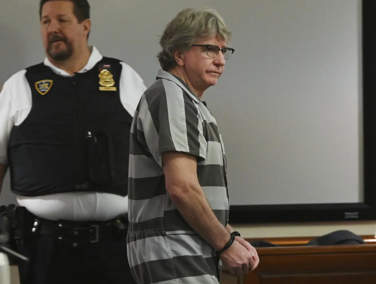 Kevin Monahan arrives for sentencing at Washington County Courthouse in Fort Edward, N.Y., on March 1, 2024. (Will Waldron/The Albany Times Union via AP, Pool)