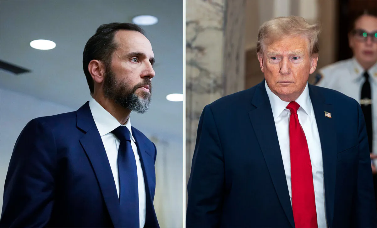 (Left) Special counsel Jack Smith in Washington on Aug. 1, 2023. (Drew Angerer/Getty Images); (Right) Former President Donald Trump. (David Dee Delgado/Getty Images)