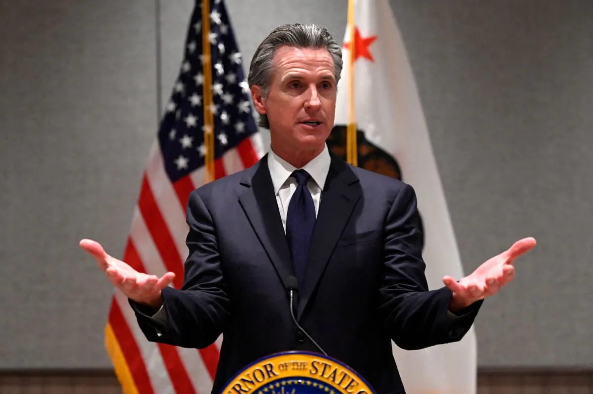 California Gov. Gavin Newsom speaks during a press conference in Beijing on Oct. 25, 2023. (Wang Zhao/AFP via Getty Images)
