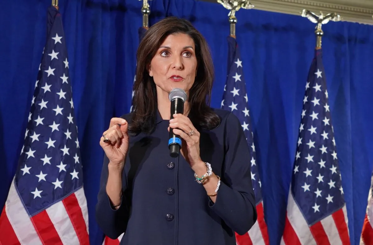 Republican Presidential candidate Nikki Haley at a campaign event in Washington on March 1, 2024. (Terri Wu/The Epoch Times)