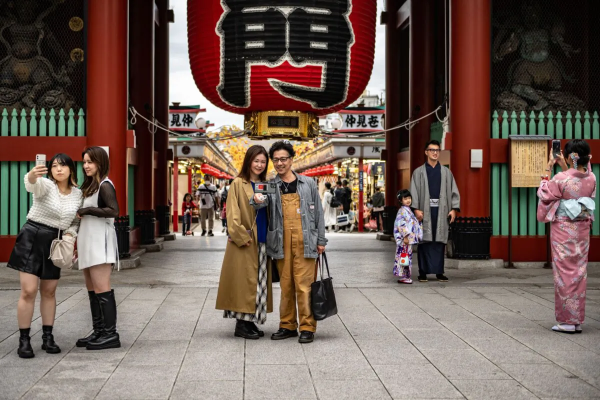 People visit Sensoji Temple, a popular tourist location, in Tokyo, Japan, on Oct. 12, 2022. (Philip Fong/AFP via Getty Images)