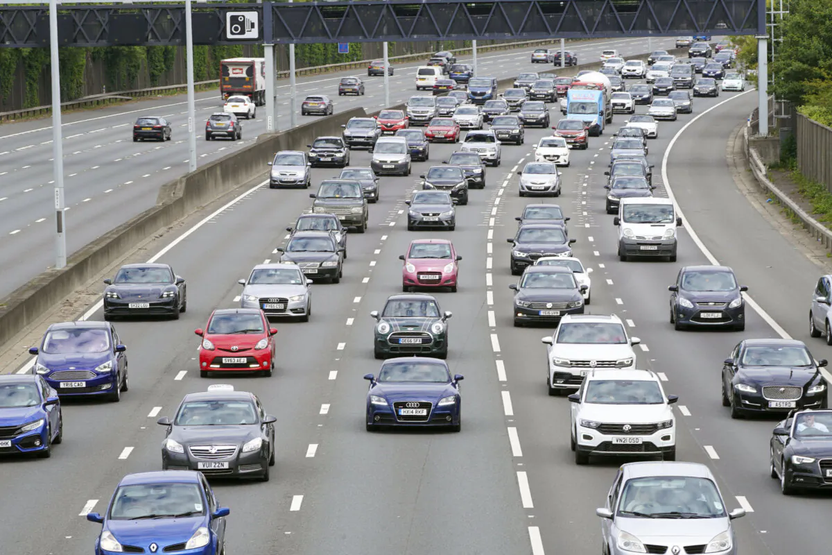EMBARGOED TO 0001 WEDNESDAY JANUARY 24 File photo dated 03/06/22 of 
Vehicles on the M25 motorway near Egham, Surrey, on June 3, 2022. (Steve Parsons/PA)