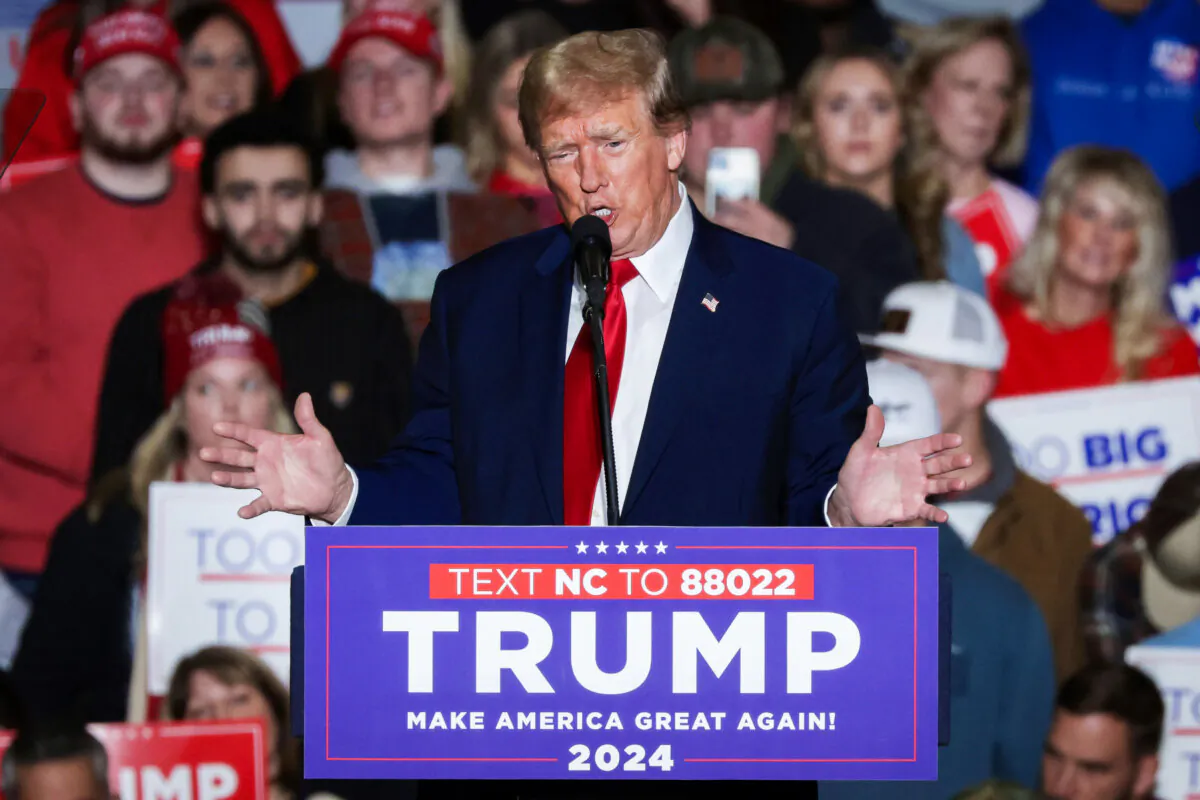 Republican presidential candidate and former U.S. President Donald Trump speaks during a campaign event at Greensboro Coliseum on March 2, 2024 in Greensboro, North Carolina. (Alex Wong/Getty Images)